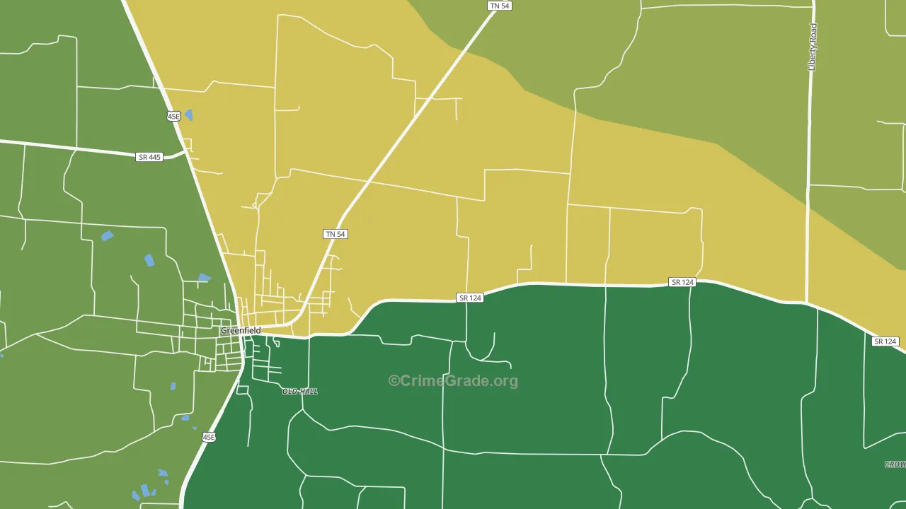 Mount Herman, TN Map of Theft Rates