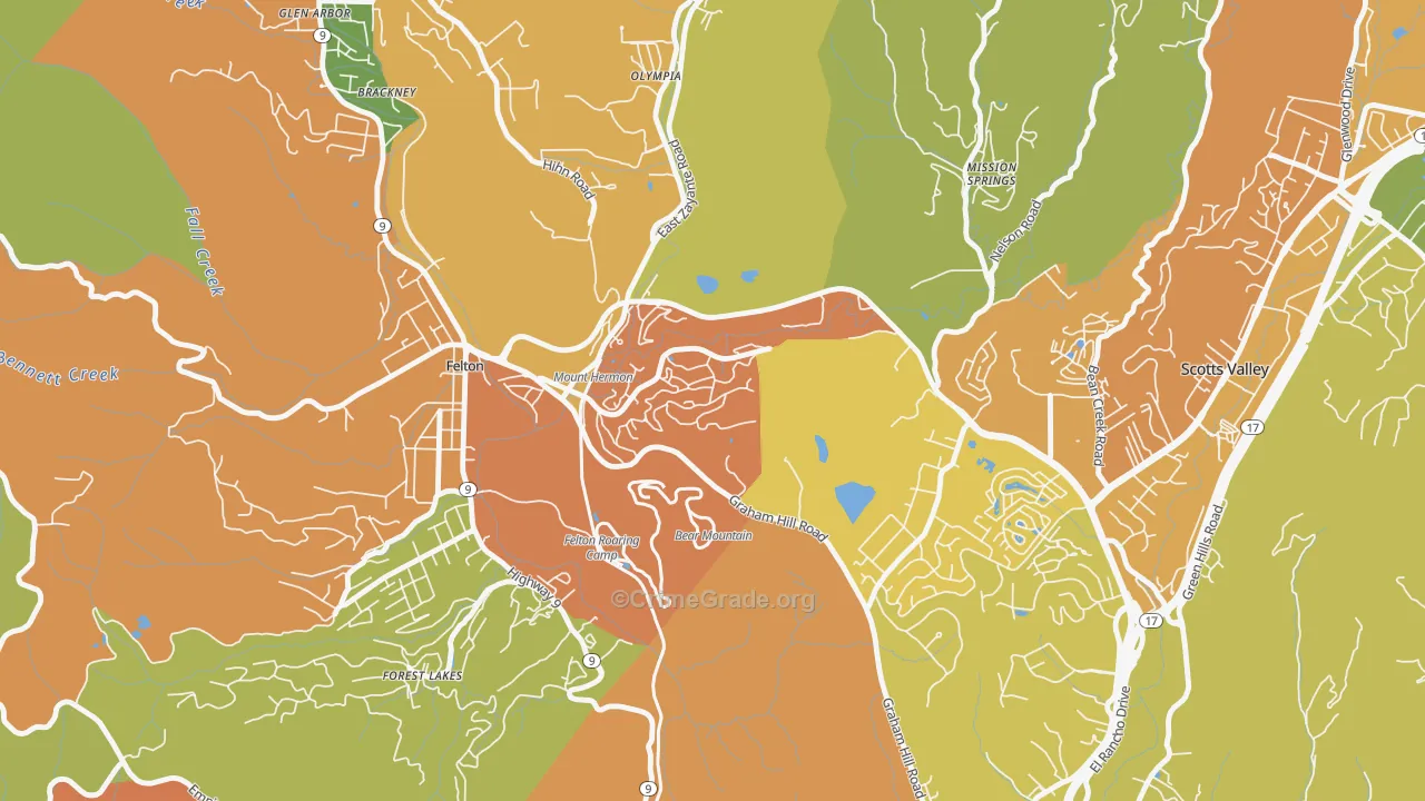 Mount Hermon, CA Map of Theft Rates