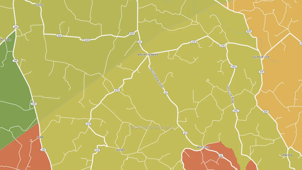 Mount Hermon, KY Map of Theft Rates
