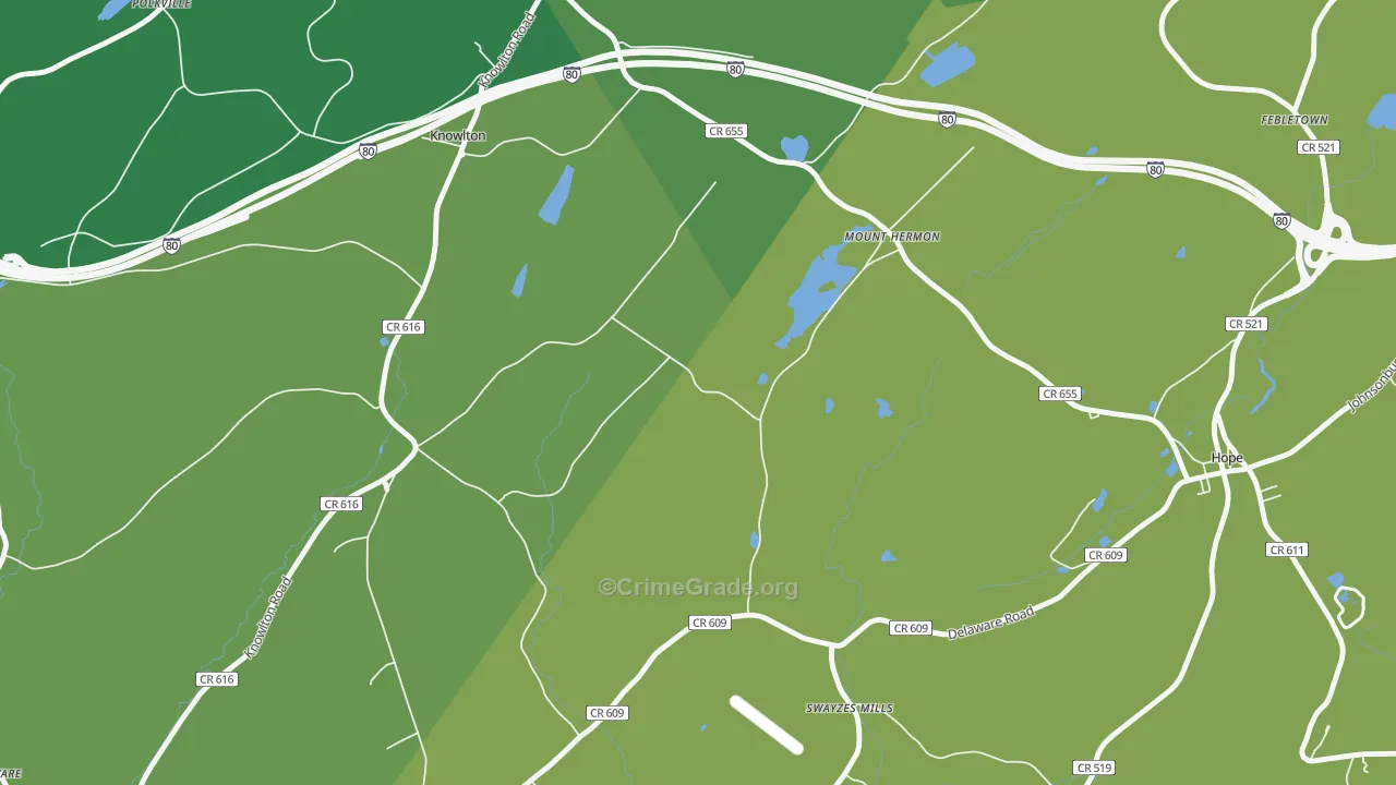 Mount Hermon, NJ Map of Theft Rates
