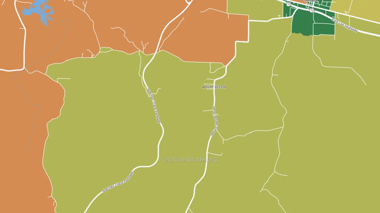 Mount Hester, AL Map of Theft Rates