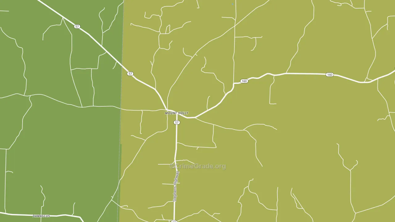 Mount Holly, AR Map of Theft Rates