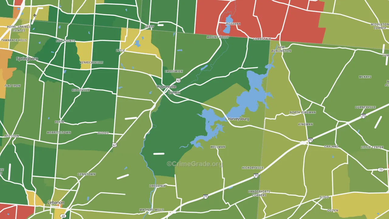 Mount Holly, OH Map of Theft Rates