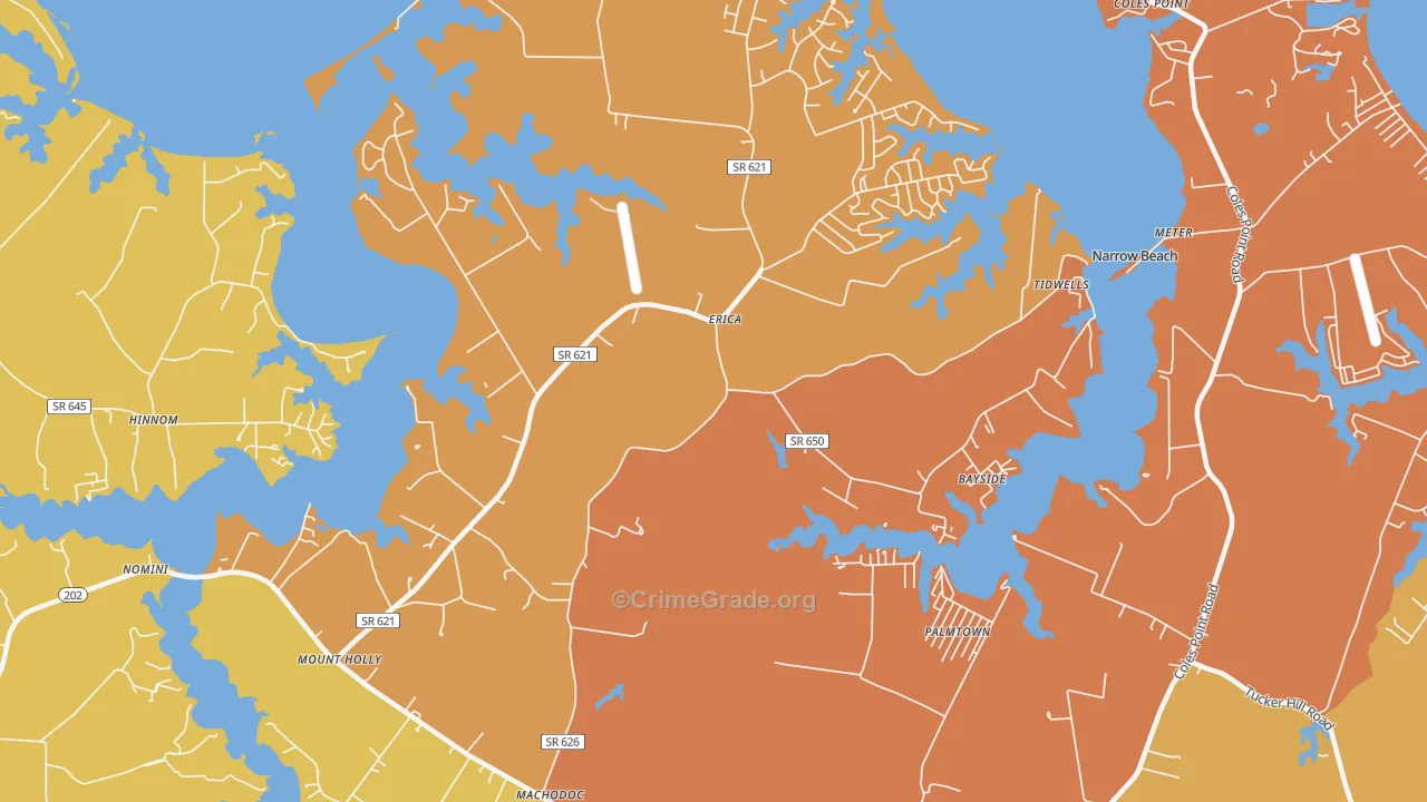 Mount Holly, VA Map of Theft Rates