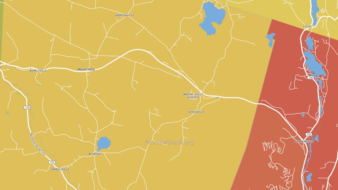 Mount Holly, VT Map of Theft Rates