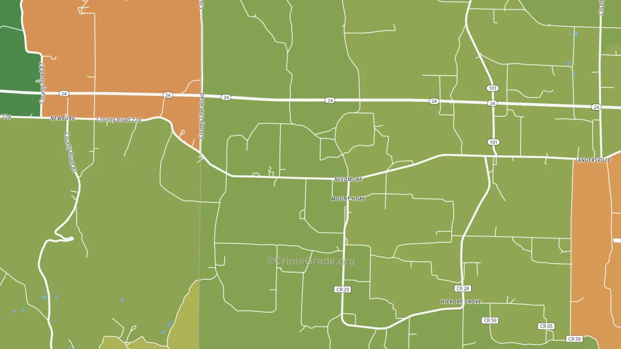 Mount Hope, AL Map of Theft Rates