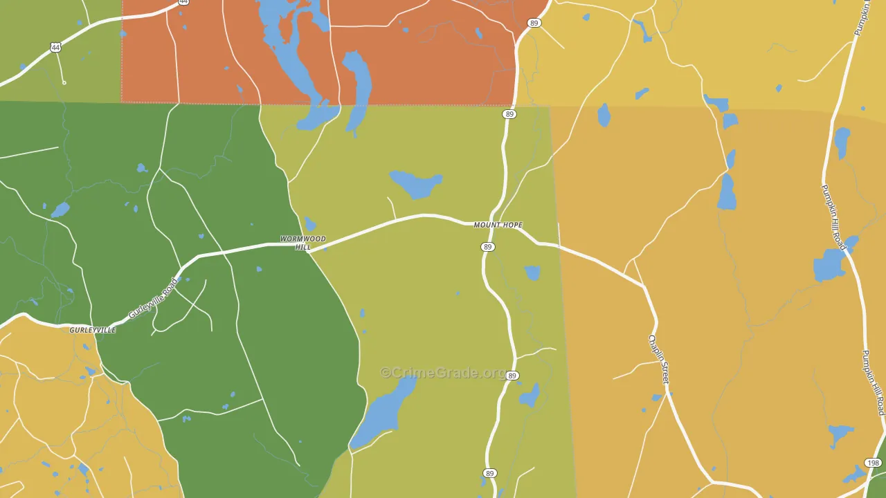 Mount Hope, CT Map of Theft Rates
