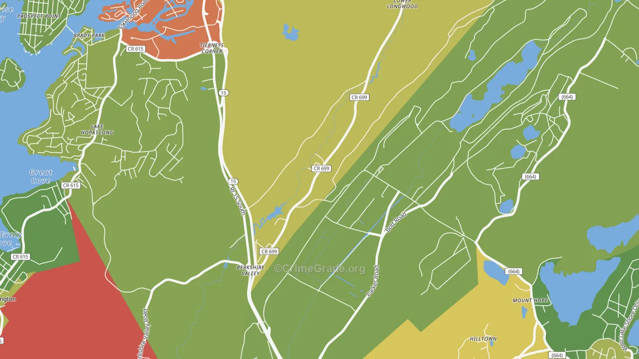 Mount Hope, NJ Map of Theft Rates