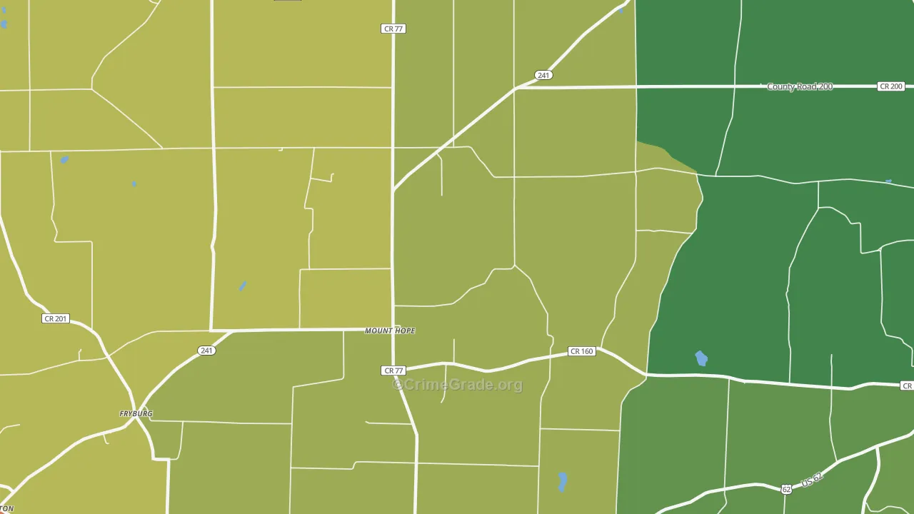 Mount Hope, OH Map of Theft Rates