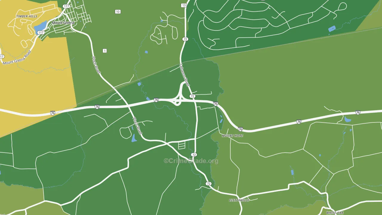 Mount Hope, PA Map of Theft Rates
