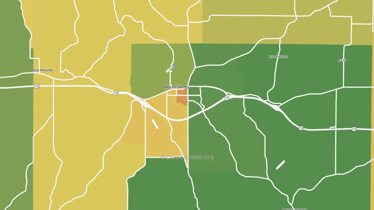 Mount Horeb, WI Map of Theft Rates