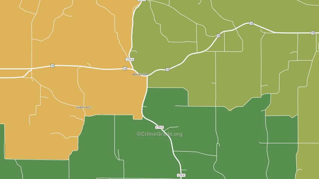 Mount Ida, WI Map of Theft Rates