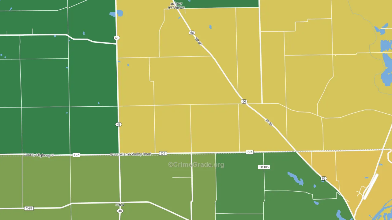 Mount Jefferson, OH Map of Theft Rates