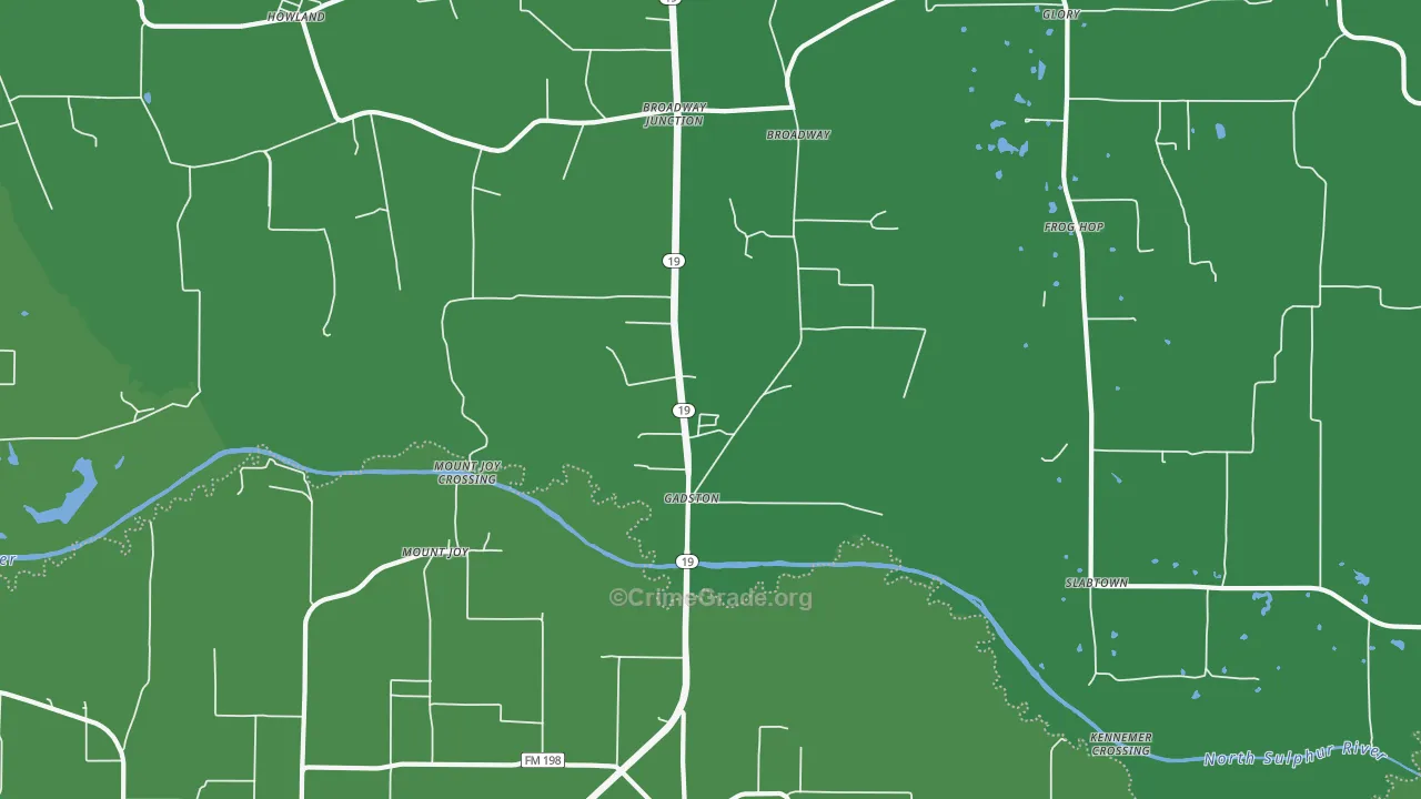 Mount Joy, TX Map of Theft Rates