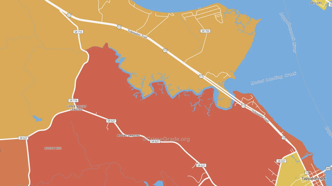 Mount Landing, VA Map of Theft Rates