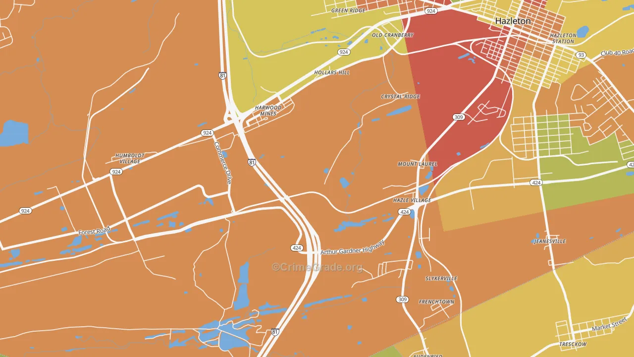 Mount Laurel, PA Map of Theft Rates