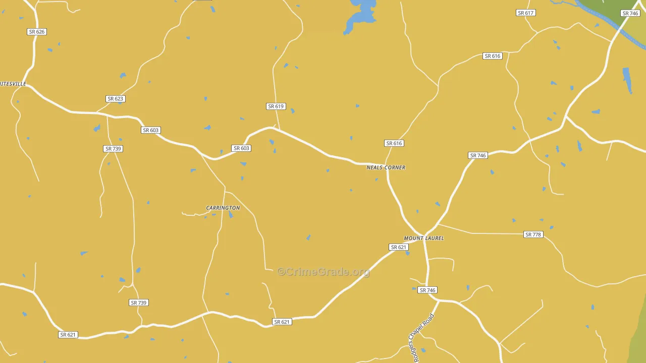 Mount Laurel, VA Map of Theft Rates