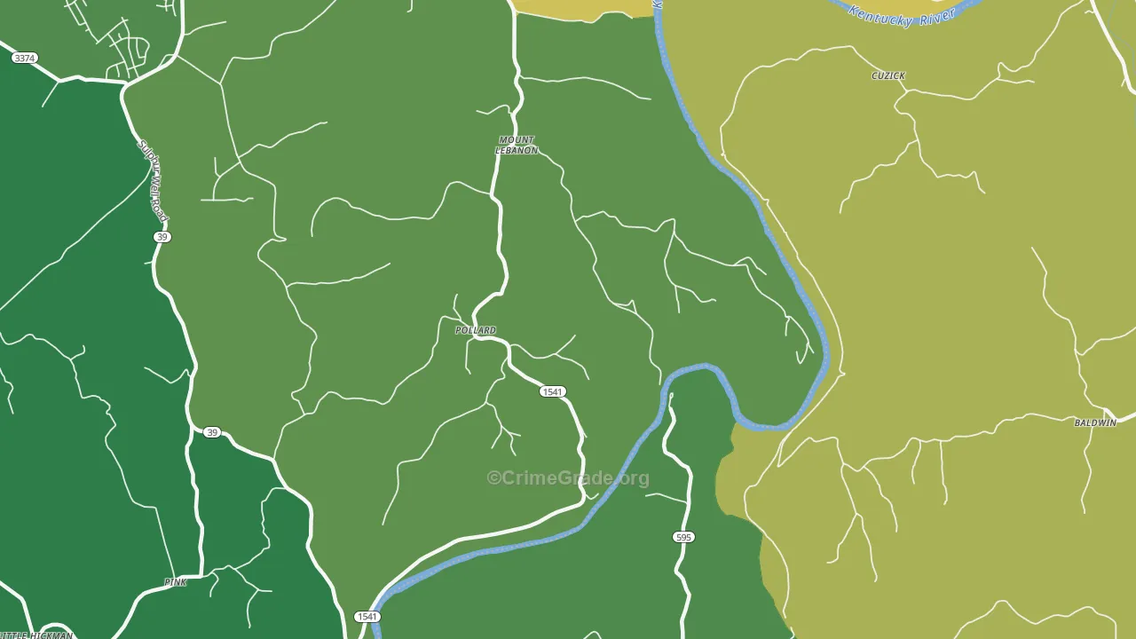 Mount Lebanon, KY Map of Theft Rates