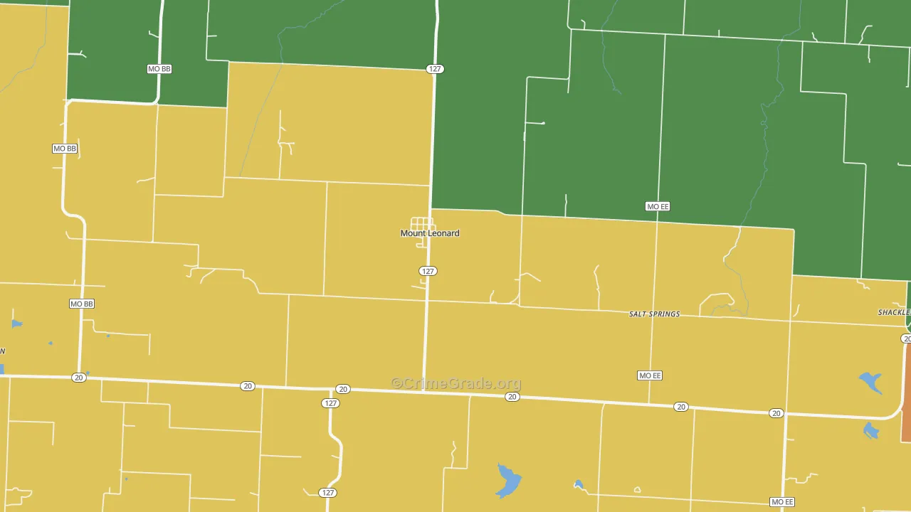 Mount Leonard, MO Map of Theft Rates