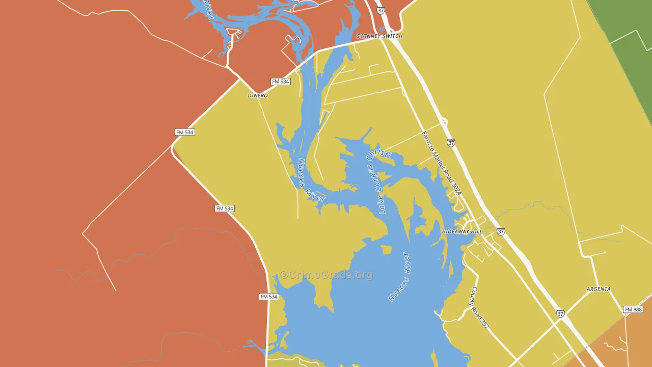 Mount Lucas, TX Map of Theft Rates