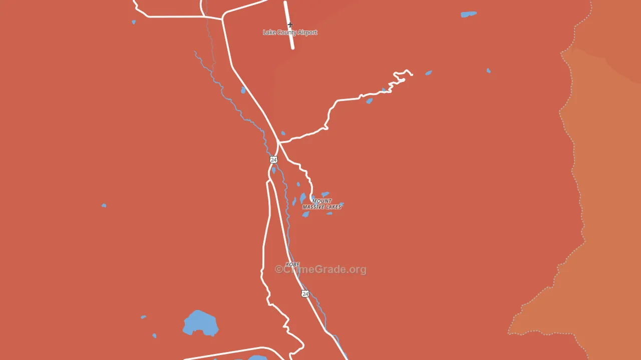 Mount Massive Lakes, CO Map of Theft Rates