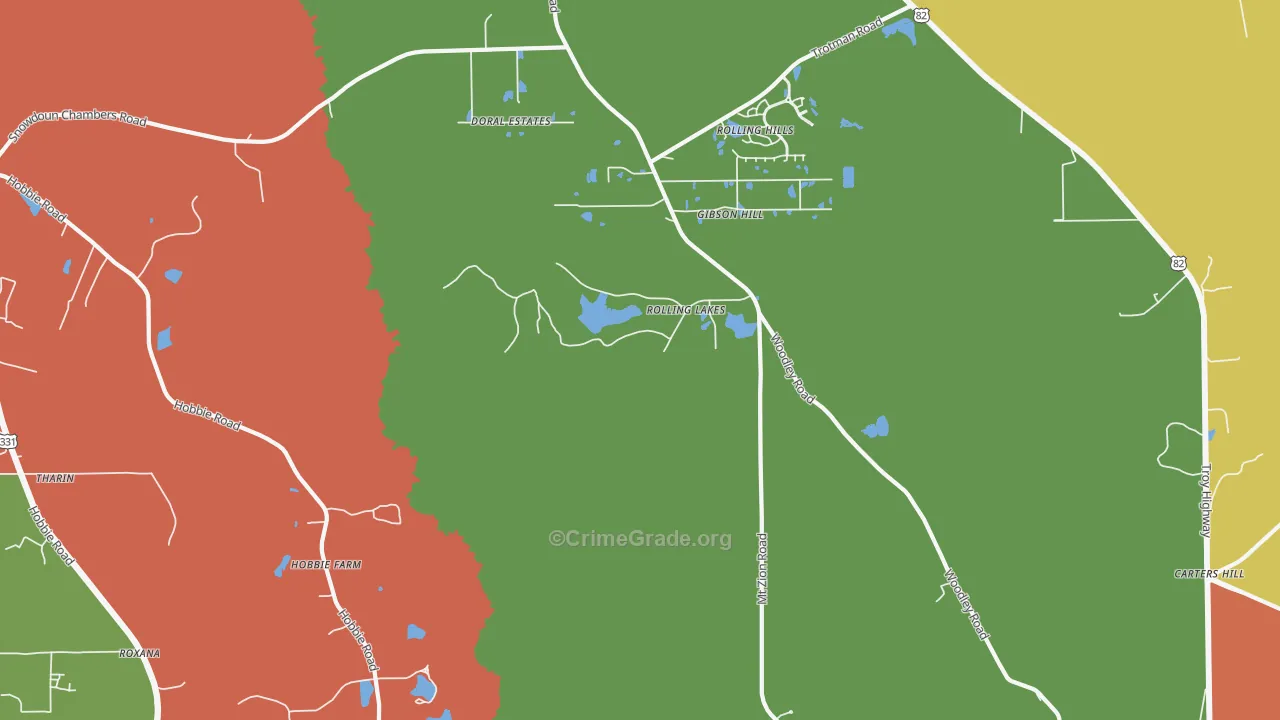 Mount Meigs, AL Map of Theft Rates