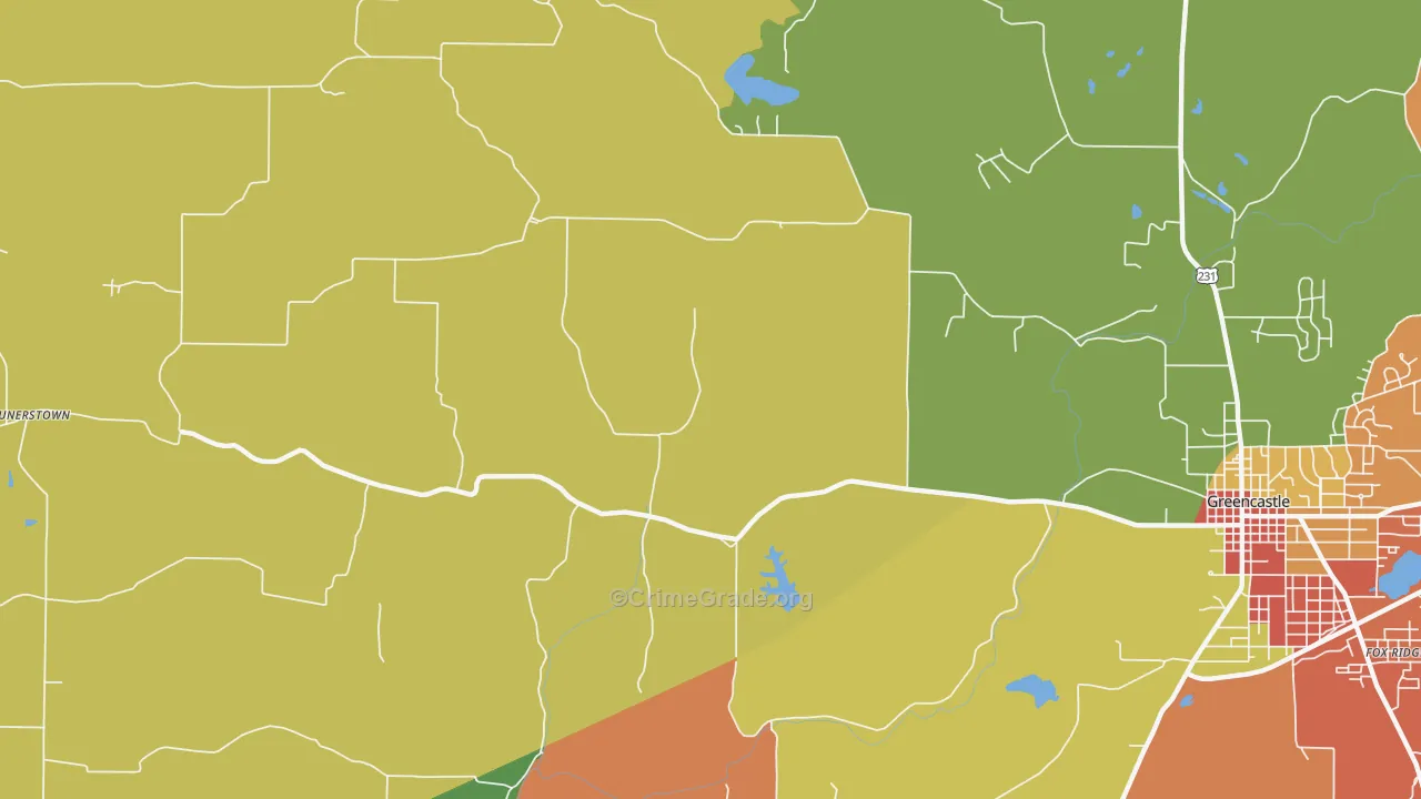 Mount Meridian, IN Map of Theft Rates