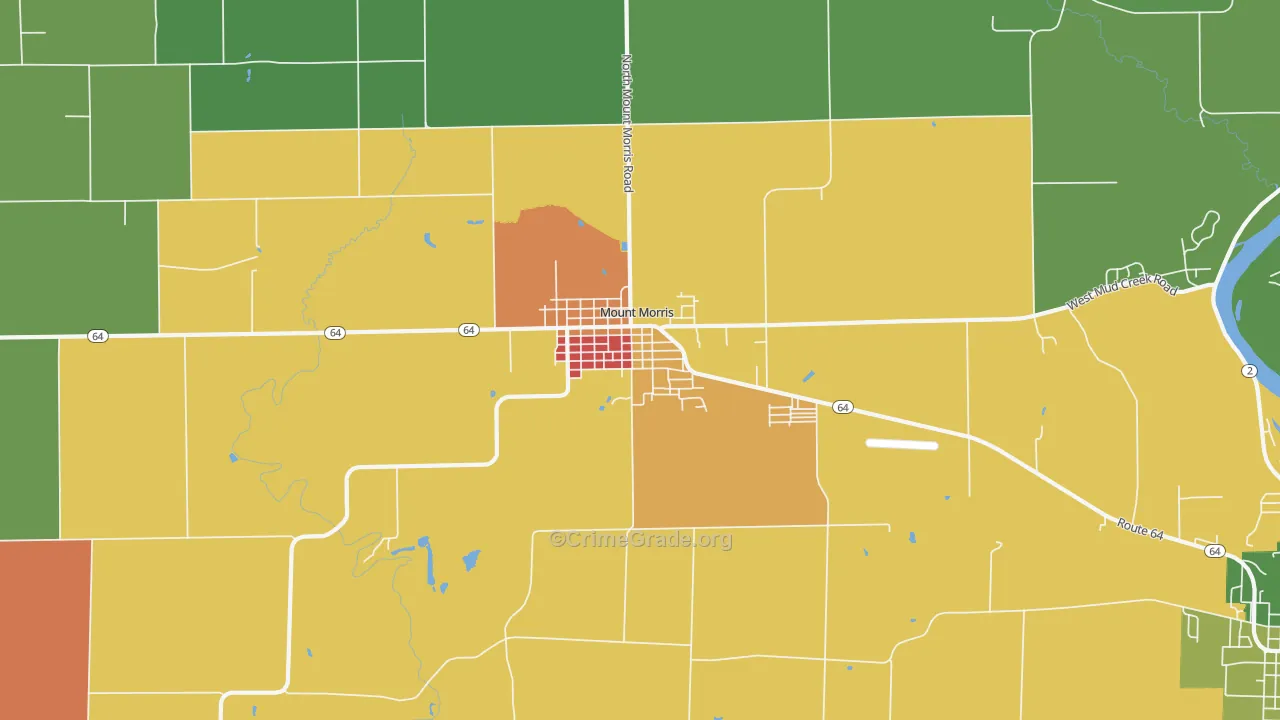 Mount Morris, IL Map of Theft Rates