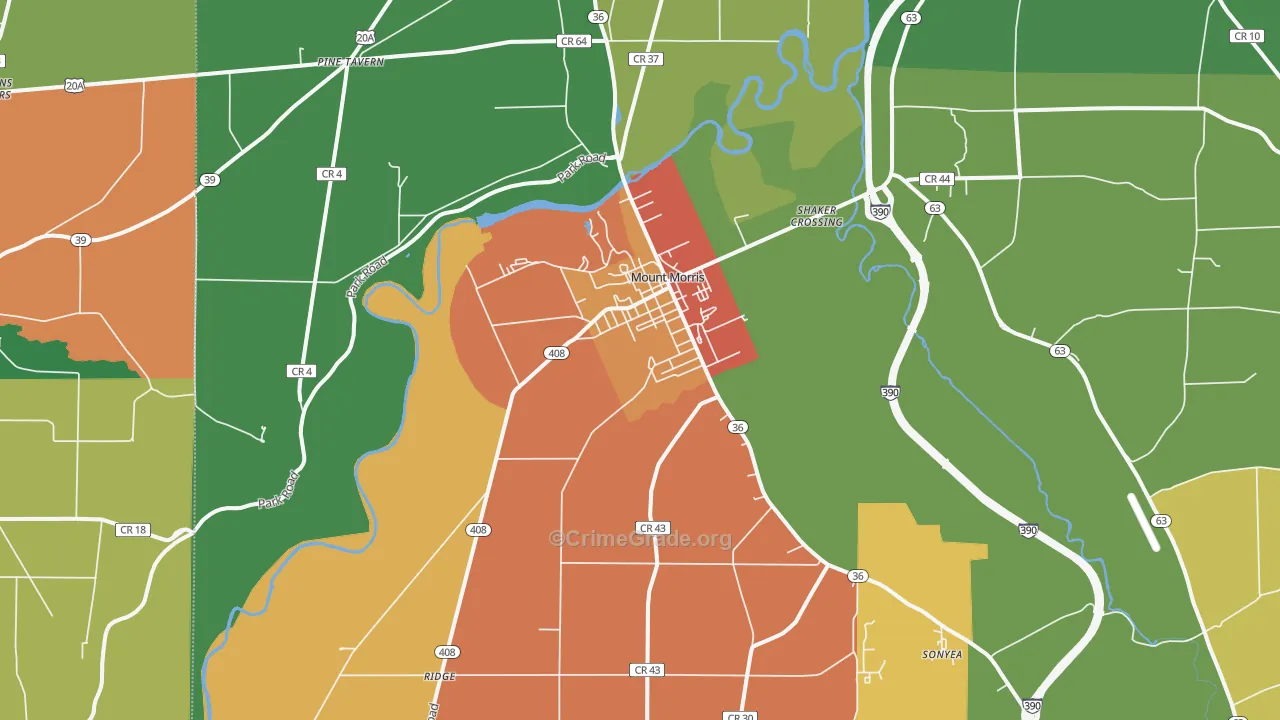 Mount Morris, NY Map of Theft Rates