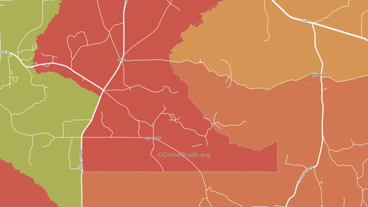 Mount Nebo, AL Map of Theft Rates