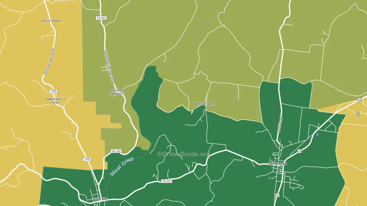 Mount Nebo, TN Map of Theft Rates