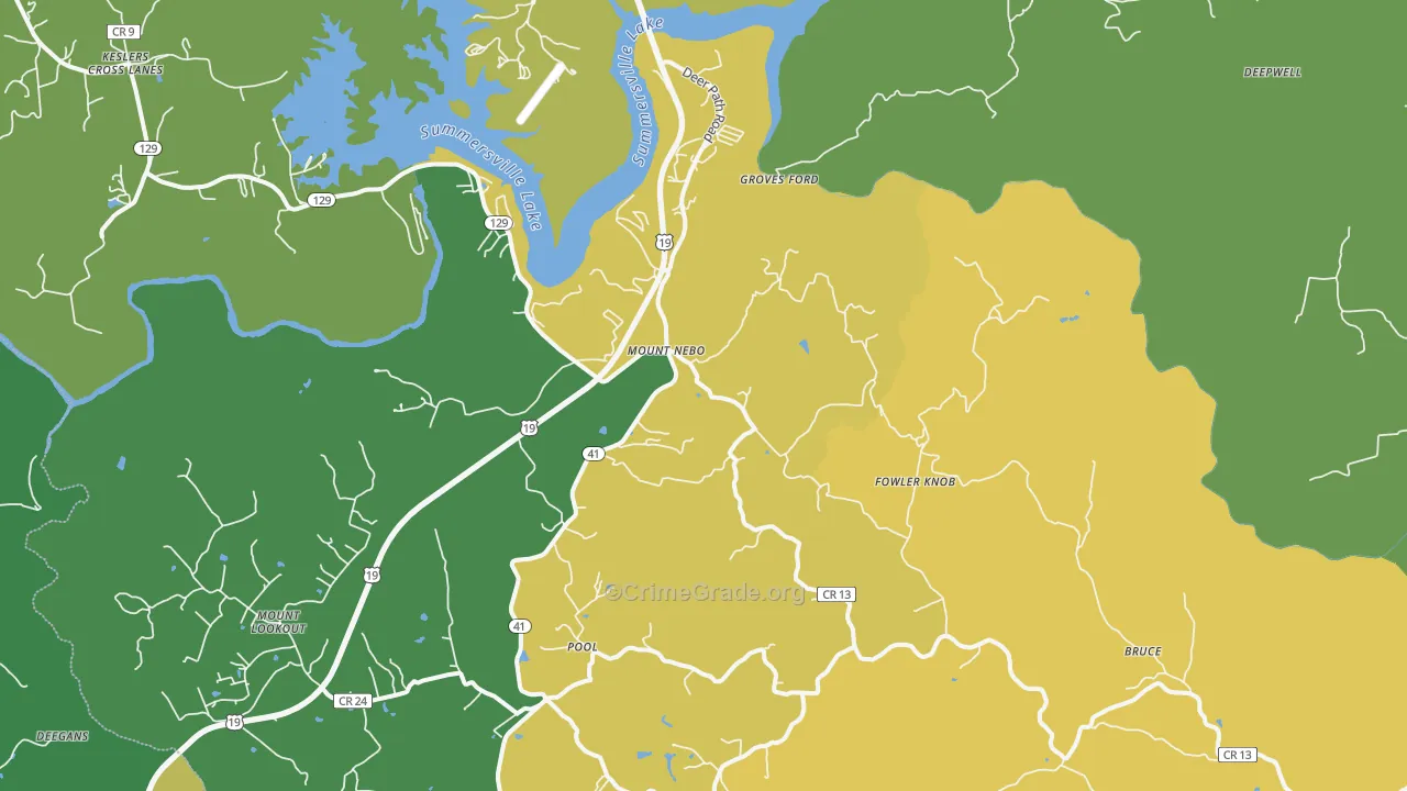 Mount Nebo, WV Map of Theft Rates