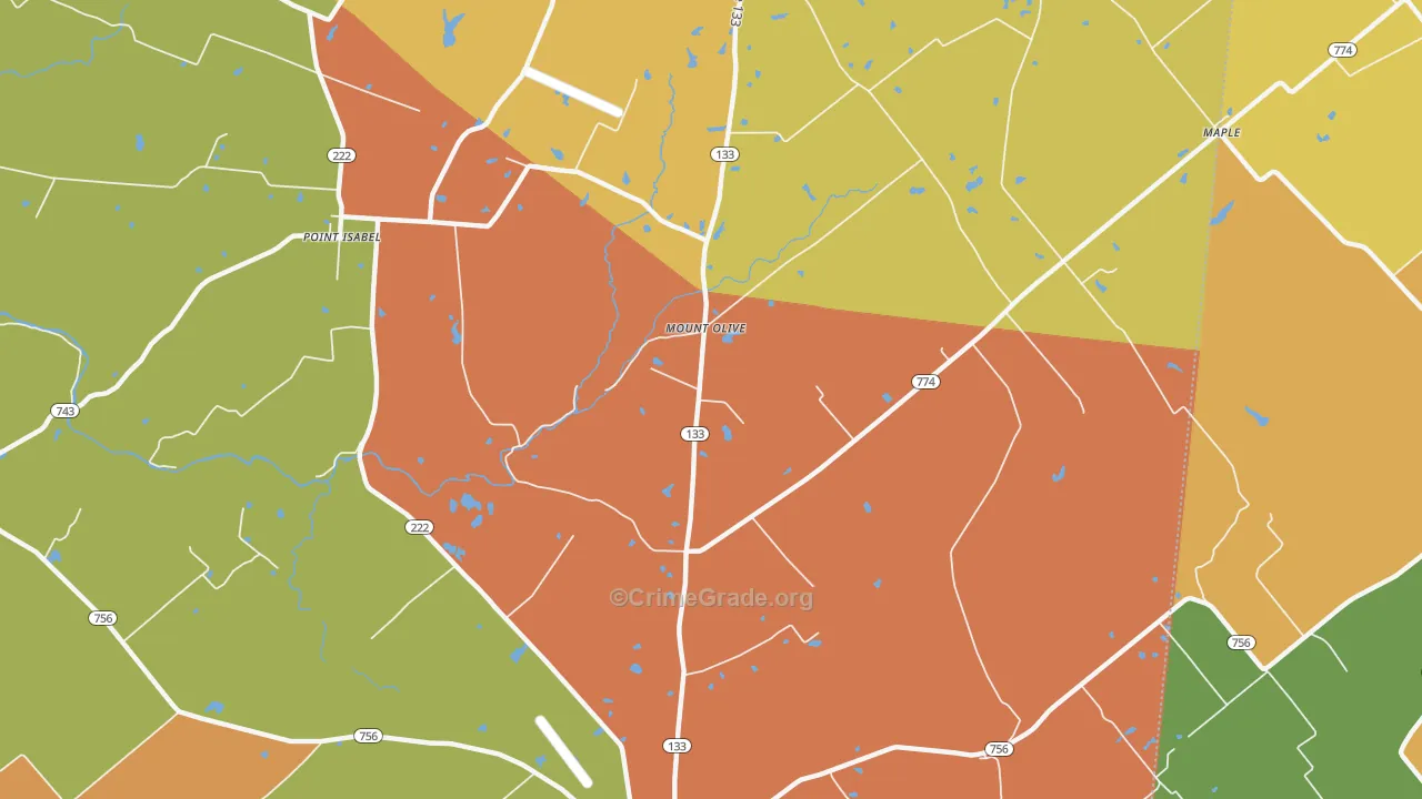 Mount Olive, OH Map of Theft Rates