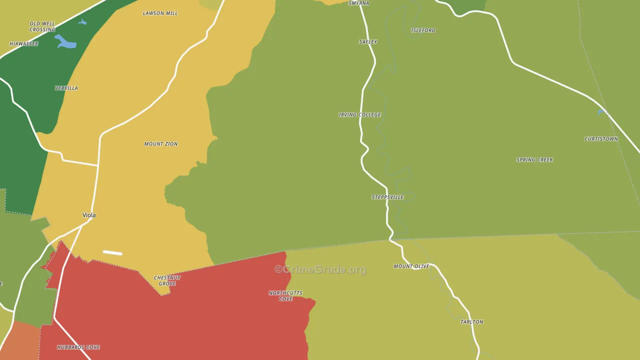 Mount Olive, TN Map of Theft Rates