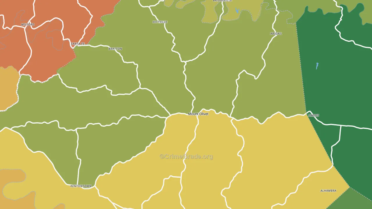Mount Olivet, KY Map of Theft Rates
