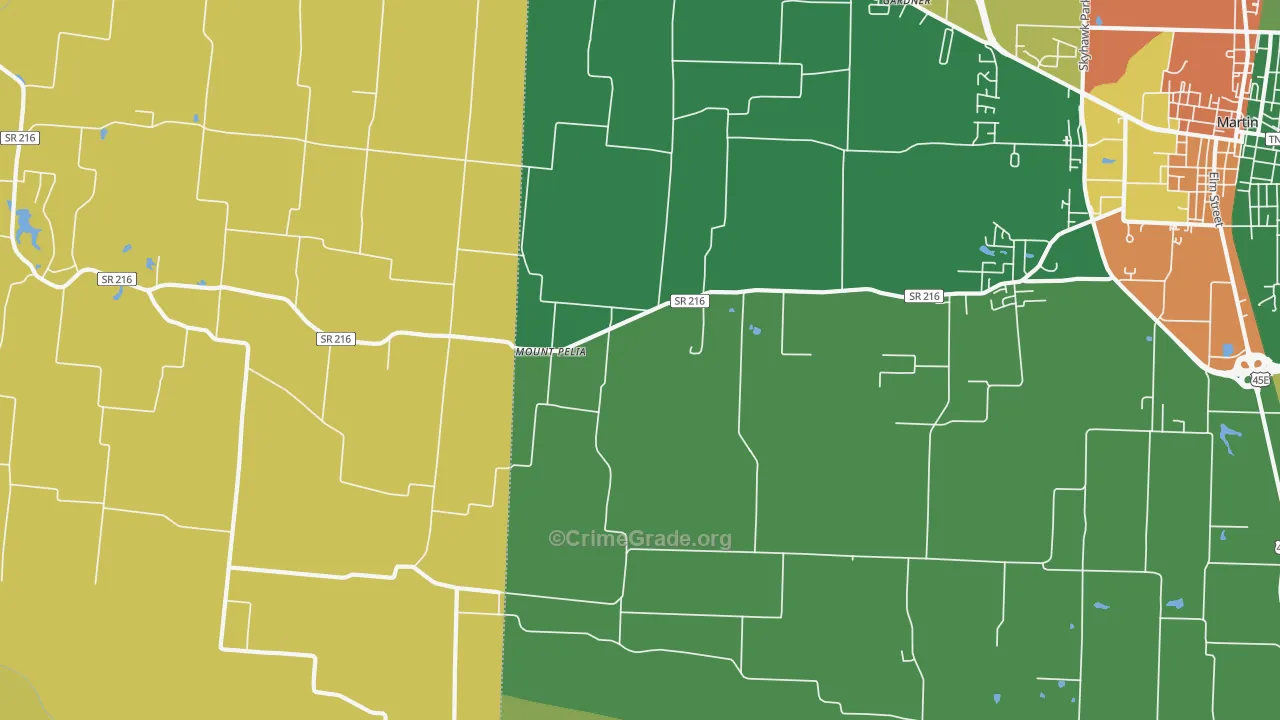 Mount Pelia, TN Map of Theft Rates