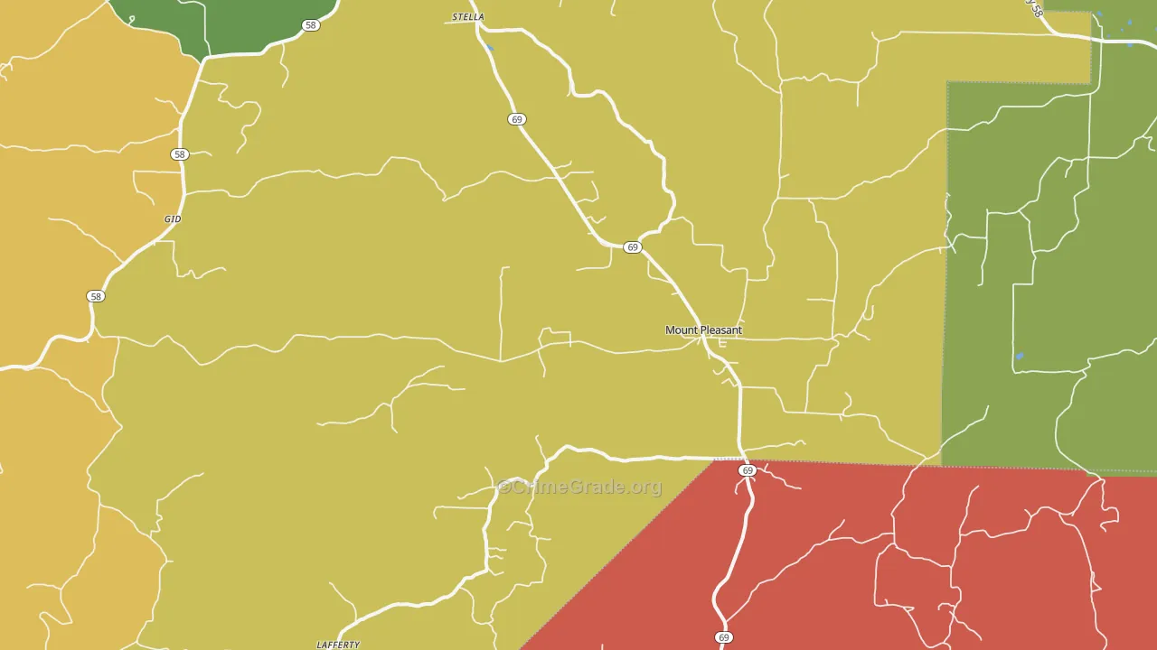 Mount Pleasant, AR Map of Theft Rates