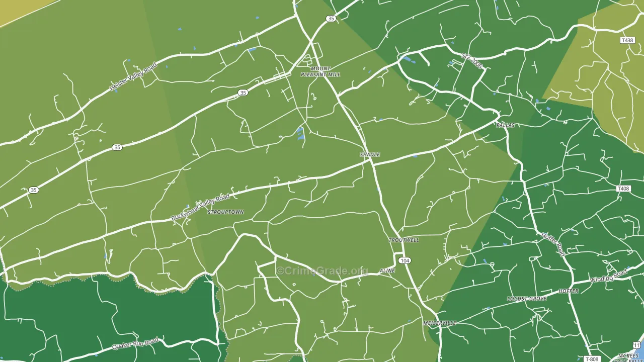 Mount Pleasant Mills, PA Map of Theft Rates
