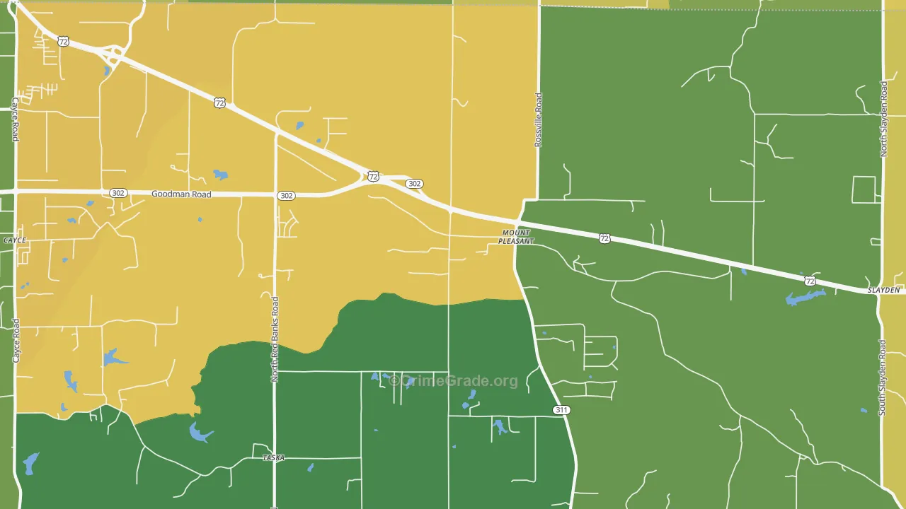 Mount Pleasant, MS Map of Theft Rates