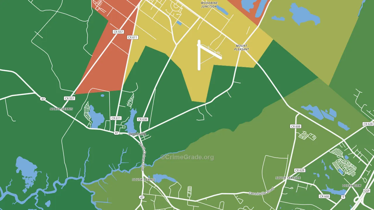 Mount Pleasant, NJ Map of Theft Rates