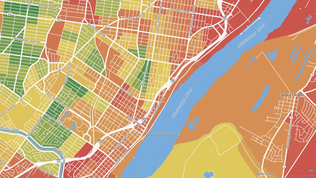 Mount Pleasant, St. Louis, MO Map of Theft Rates