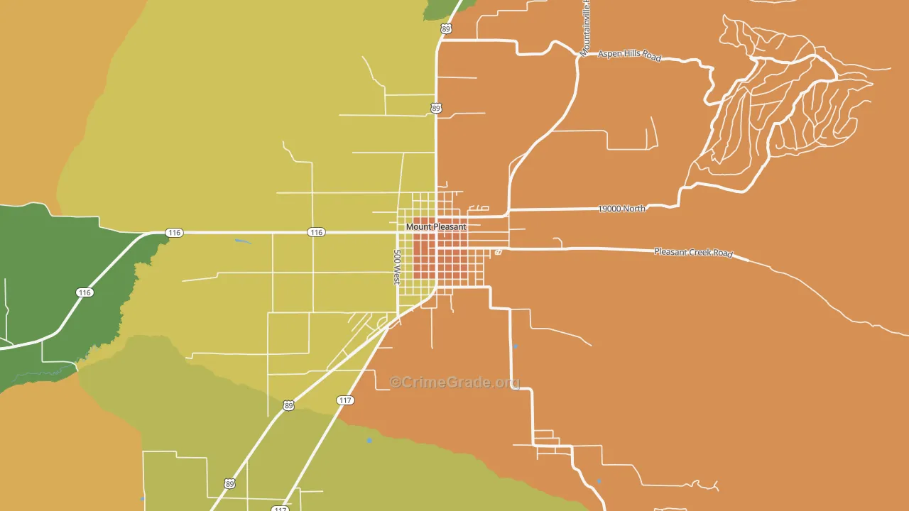 Mount Pleasant, UT Map of Theft Rates
