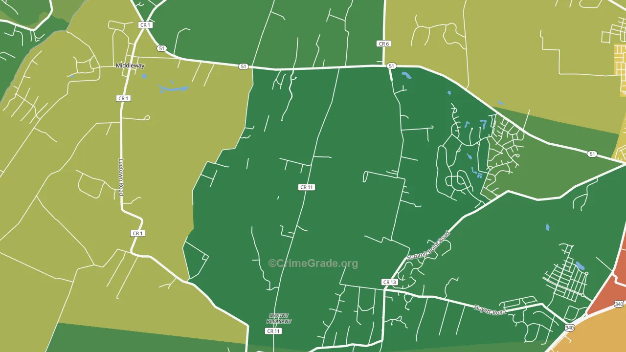 Mount Pleasant, WV Map of Theft Rates