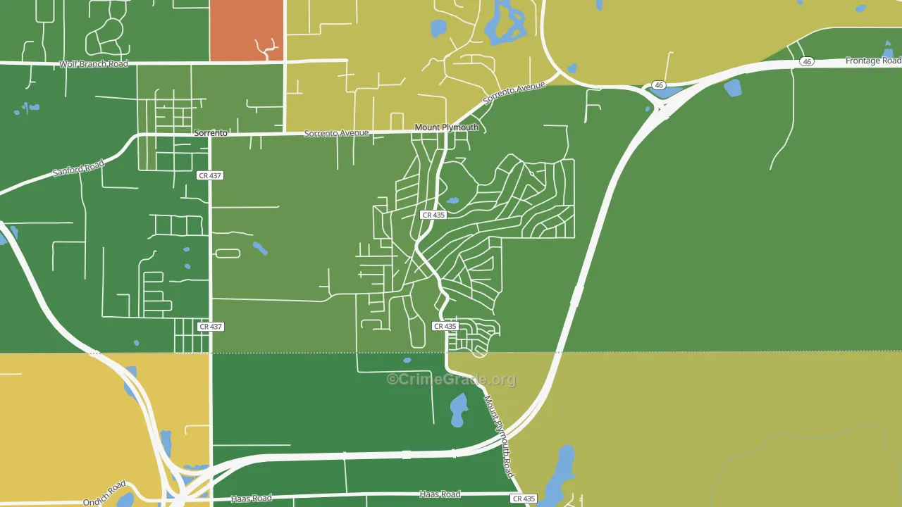 Mount Plymouth, FL Map of Theft Rates