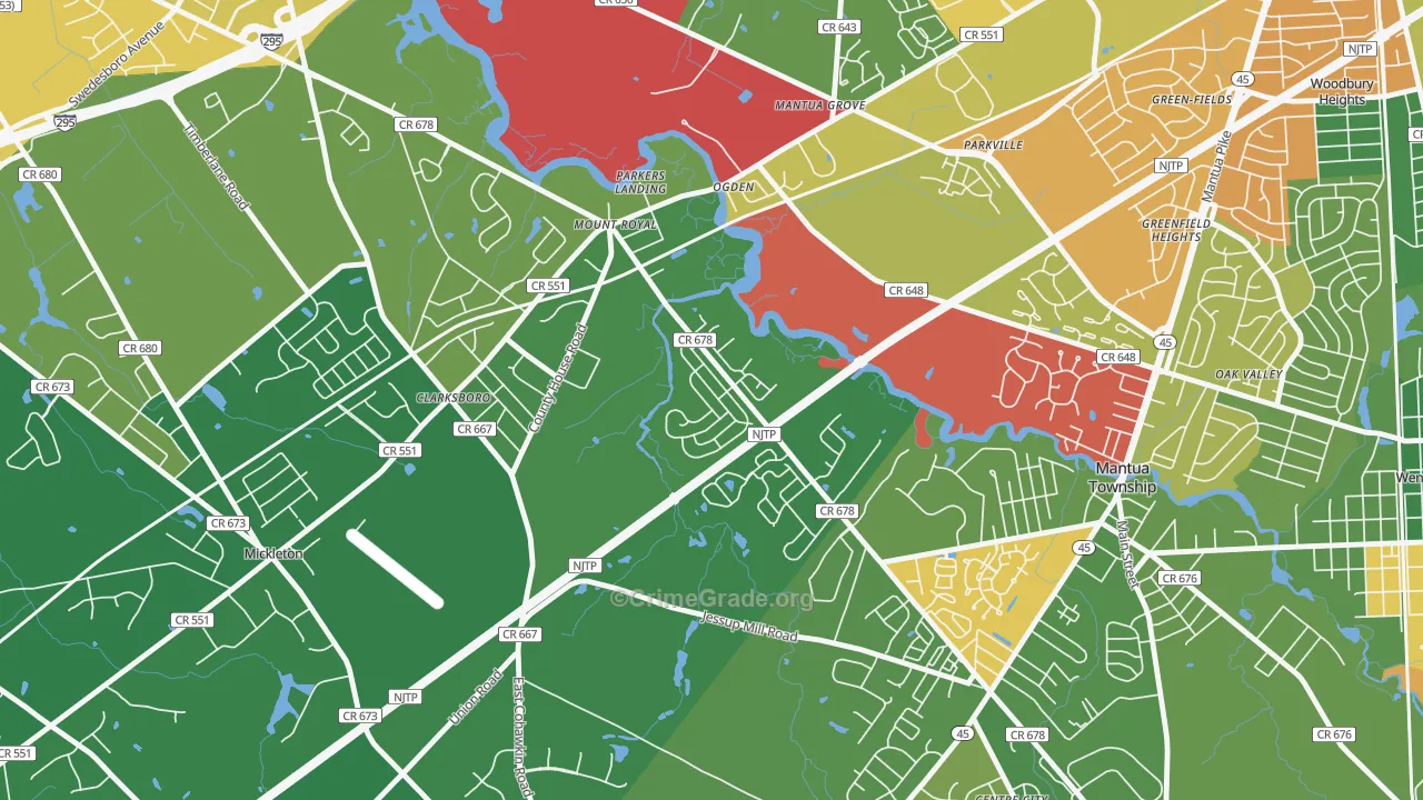 Mount Royal, NJ Map of Theft Rates