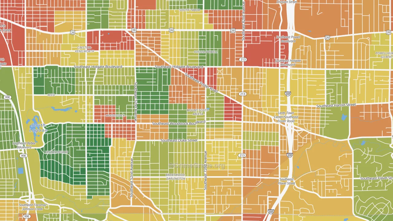 Mount Scott, Portland, OR Map of Theft Rates
