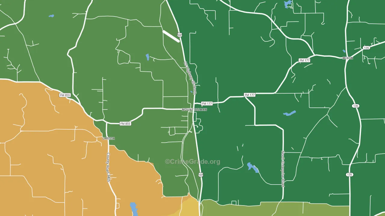 Mount Selman, TX Map of Theft Rates