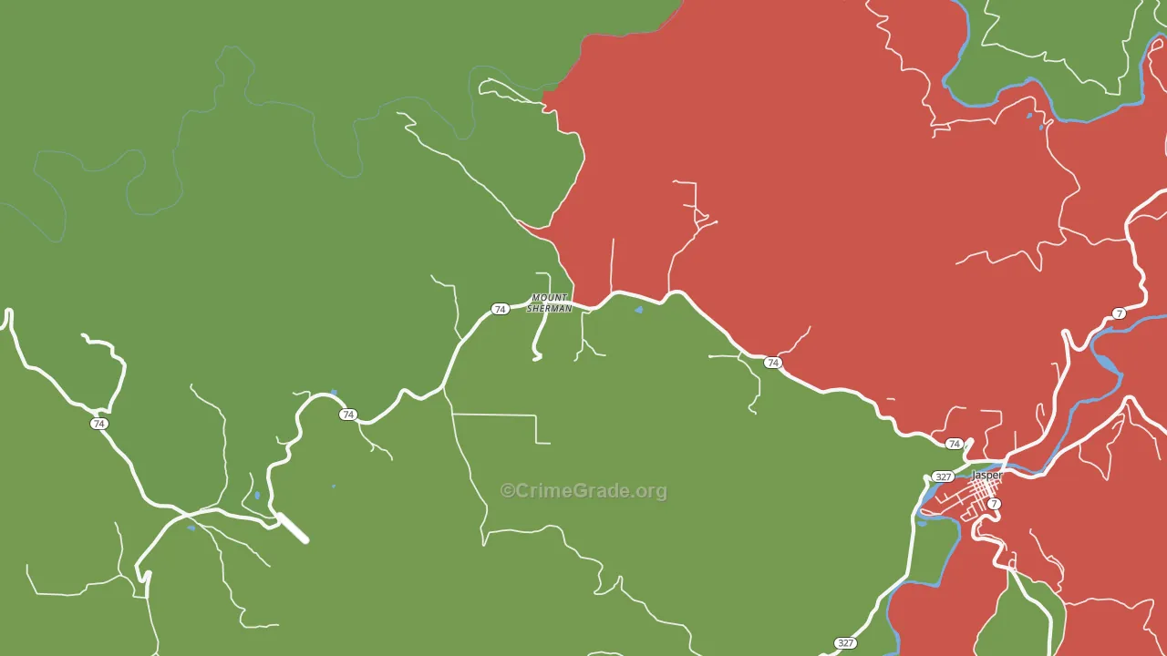 Mount Sherman, AR Map of Theft Rates