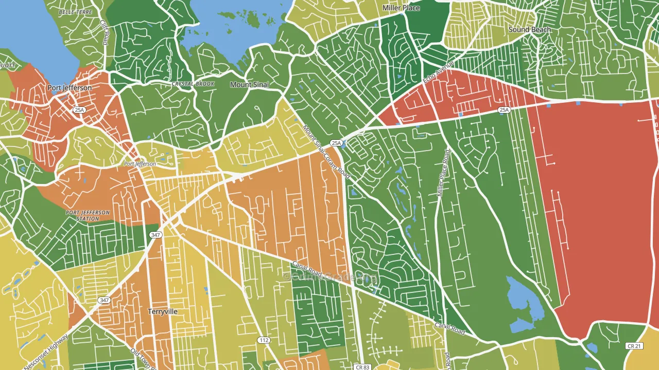 Mount Sinai, NY Map of Theft Rates