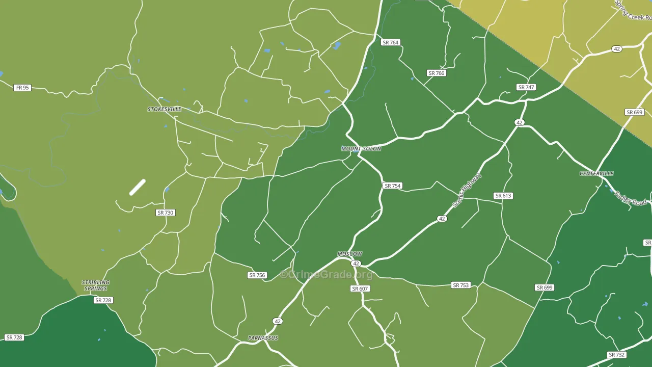 Mount Solon, VA Map of Theft Rates
